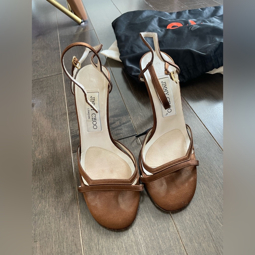 Beautiful Vintage Satin Chocolate Brown Jimmy Choo Heels